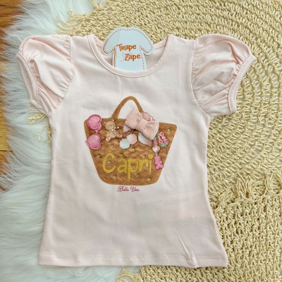  Conj. Blusa Capri  Bella Vita e Short Saia - Rose